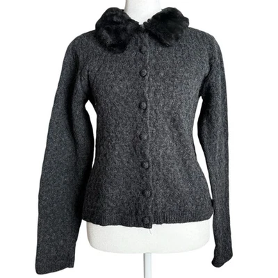 De Colección Y2K GAP Suéter Pequeño Mediano Lana Imitación Piel Cuello Cárdigan Chaqueta Coqueta Foto 1 de 4