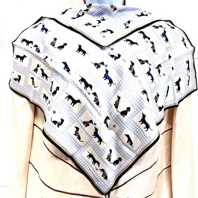 Unused-  DOGS Burberry Miniscarf/Handkerchief  cotton 19" blue check Nova(86 - Image 1 of 4