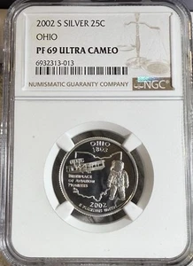 2002 S Silver Statehood Quarter, Ohio, NGC PF 69 ULTRA CAMEO - Picture 1 of 2