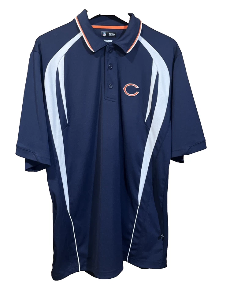 Chicago Bears NFL Equipo Ropa Polo Para Hombres L Azul Marino Naranja Poliéster Golf Foto 1 de 4