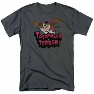 Looney Tunes Taz Terror T Shirt Mens Licensed Cartoon Tasmanian Devil Charcoal - Picture 1 of 2
