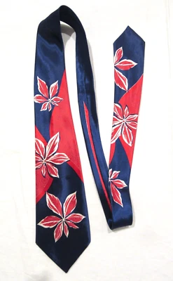 CORBATA CORBATA VINTAGE AÑOS 40 AÑOS 50 MEDIADOS DE SIGLO HOJA ROJA NOS SATINADA LARGA PLAYA CA 52 Foto 1 de 4