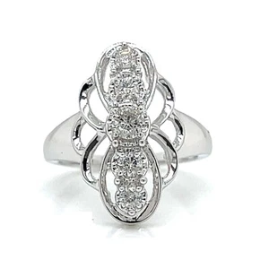 Estate 10 Karat Weißgold 0,50 Karat H-I/I1 Diamant Mode Ring Größe 7 - Bild 1 von 4