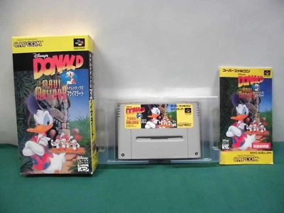 SNES -- Donald in Maui Mallard -- Box, manual. Super famicom. JAPAN GAME. 17041 - Image 1 of 4