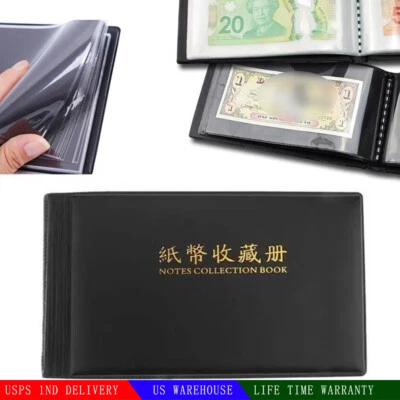 60 Paper Money Currency Banknote Collection Album Pocket Bill Book Sleeve Folder - Image 1 of 4
