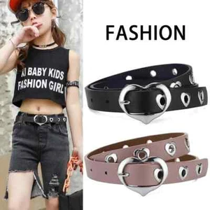 Heart Buckle Faux Leather Belt for Girls Adjustable Student Waist School Wear - Picture 1 of 9