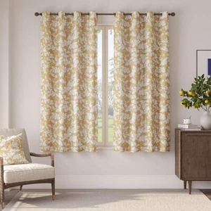 75% Blackout Curtains for Bedroom, Brown Scroll Leaf Patterned Curtains Floral - Picture 1 of 7