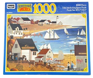 Rose Art Jigsaw Puzzle SEASHORE FISHING TOWN 1000 Piece Rose Art - Picture 1 of 11