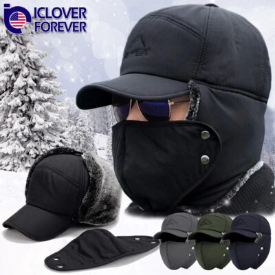 Men Winter Aviator Trapper Hat Warm Ear Flap Snow Ski Elmer Face Mask Hood Cap - Image 1 of 4