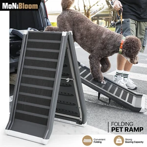 Foldable[STEEL FRAME+NON SLIP STEP]Dog Ramp Portable Pet Stair for SUV Truck Car - Picture 1 of 13