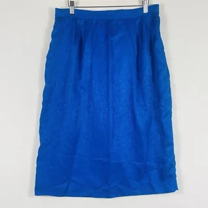 Adrianna Papell Vintage Turquoise Blue Fully Lined Silk Straight Skirt Womens 16 - Picture 1 of 6
