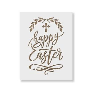 Happy Easter Cross Stencil - Plantillas de Mylar duraderas y reutilizables - Imagen 1 de 5