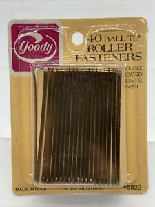 Vintage 70s 80s  Goody 40 Rubber Tip Roller Fasteners Brown New #5822 Retro Hair