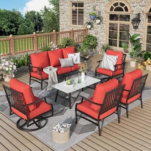 6 Piece Patio Furniture Set Outdoor Conversation Set for Lawn Backyard 7-Seats~ - Picture 1 of 9