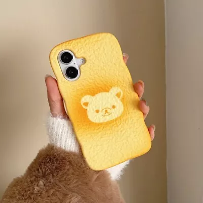 Kawaii Simulated Toast Rilakkuma Case Cover For iPhone 16 Pro Max 15 14 13 Pro - Image 1 of 4