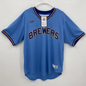 Nike Men's Christian Yelich #22 Milwaukee Brewers 1982 Cooperstown Jersey Size L - Picture 1 of 7