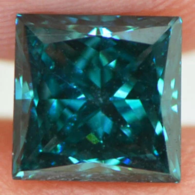Princess Shape Diamond Loose Fancy Blue Color Certified Enhanced 0.97 Carat VS1 - Image 1 of 4