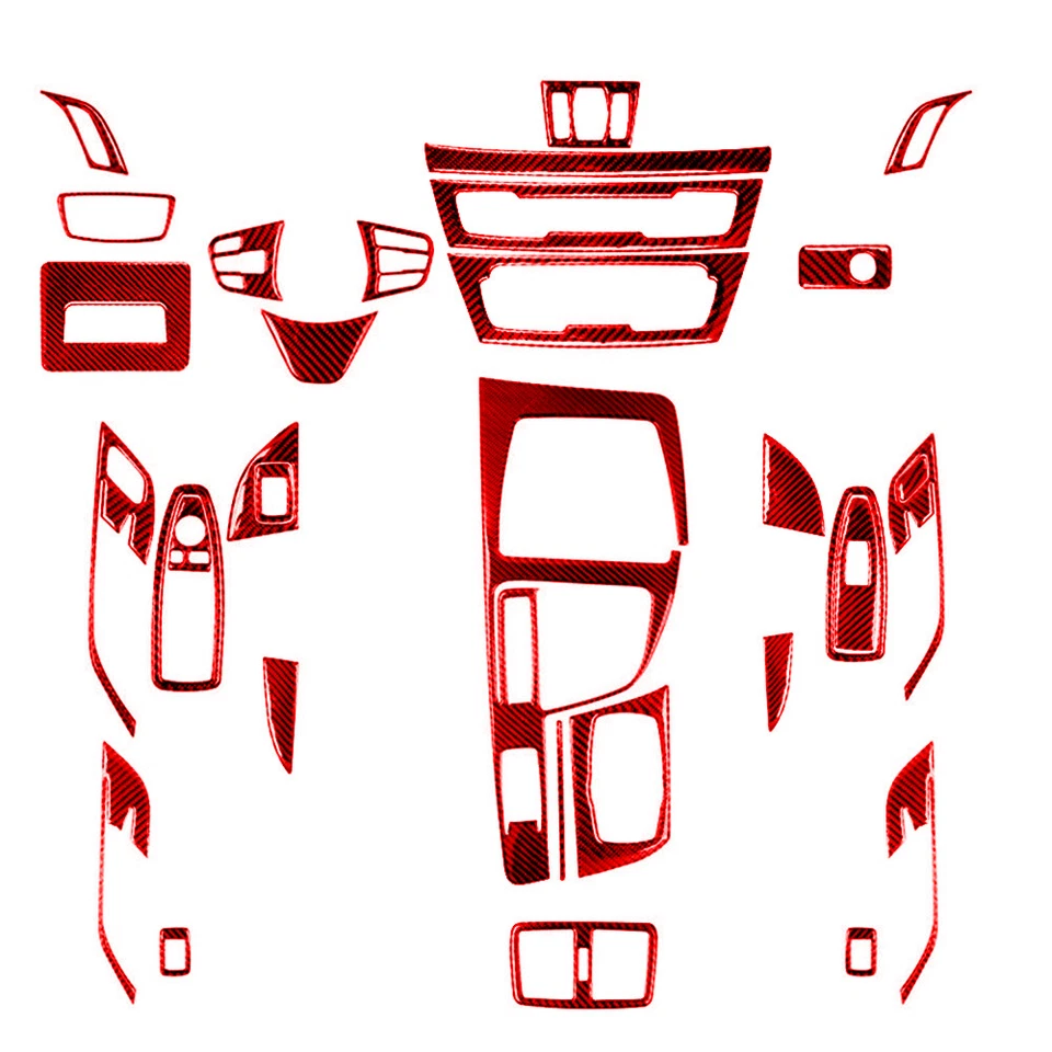 32Pcs Red Carbon Fiber Full Set Interior Kit Cover Trim For BMW X1 F48 2016-2018 Foto 1 de 4