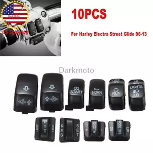 10x Black Hand Control Switch Housing Caps For Harley Electra Street Glide 96-13 - Picture 1 of 12