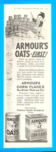 1918 Armour's Corn Flakes breakfast oats cereal antique print ad toasted - Picture 1 of 5