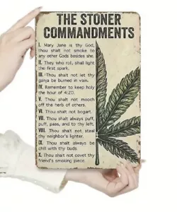 Cannabis Marijuana Weed Dope ‘THE STONER COMMANDMENTS’ Wall Door Sign Plaque NEW - Picture 1 of 3