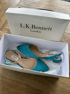 *New* Rrp £175 L K BENNETT Leanne Turquoise Suede Slingback Sandles 36 Uk 3 - Picture 1 of 6