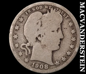 1908 Barber Quarter - Scarce Better Date No Reserve #D3597 - Picture 1 of 2