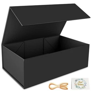 Black Gift Box, 9.5x6x3'' Gift boxes for Presents with Lids Magnetic Closure ... - Picture 1 of 8