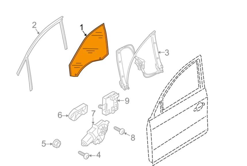 Audi Q5 8R Front Left Door Window Glass 8R0845201d New Genu 2014 - Image 1 of 1