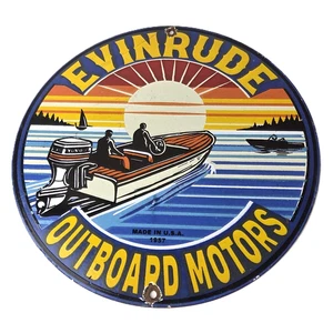 Vintage Evinrude Outboards Porcelain Sign - Boat Engine Motors Gas Ad Sign - Picture 1 of 14