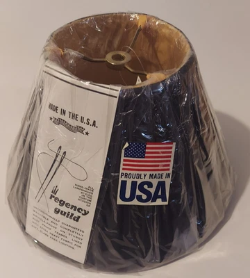 New 4.5" X 10" X 6.75" Regency Guild Black w/Gold padded interior Lamp Shade - Image 1 of 4