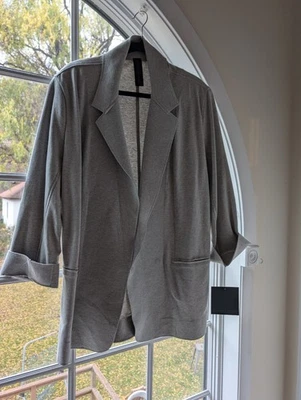 Chaqueta de algodón gris jaspeado doble botonadura de gran tamaño Norma Kamali Foto 1 de 4