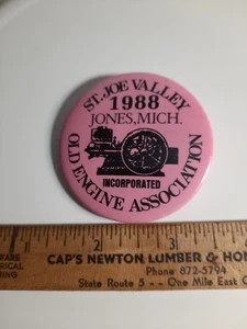St. Joe Valley Old Engine Association Jones Michigan 1988 Pinback Button Tractor - Picture 1 of 2