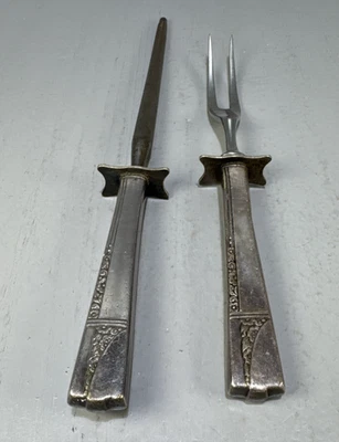 Juego de horquilla y afilador Oneida tallador nobleza placa plateada capricho Foto 1 de 4