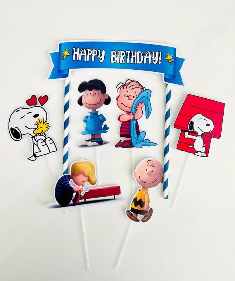 Decoração de bolo feliz aniversário Charlie Brown Snoopy - Imagem 1 de 1