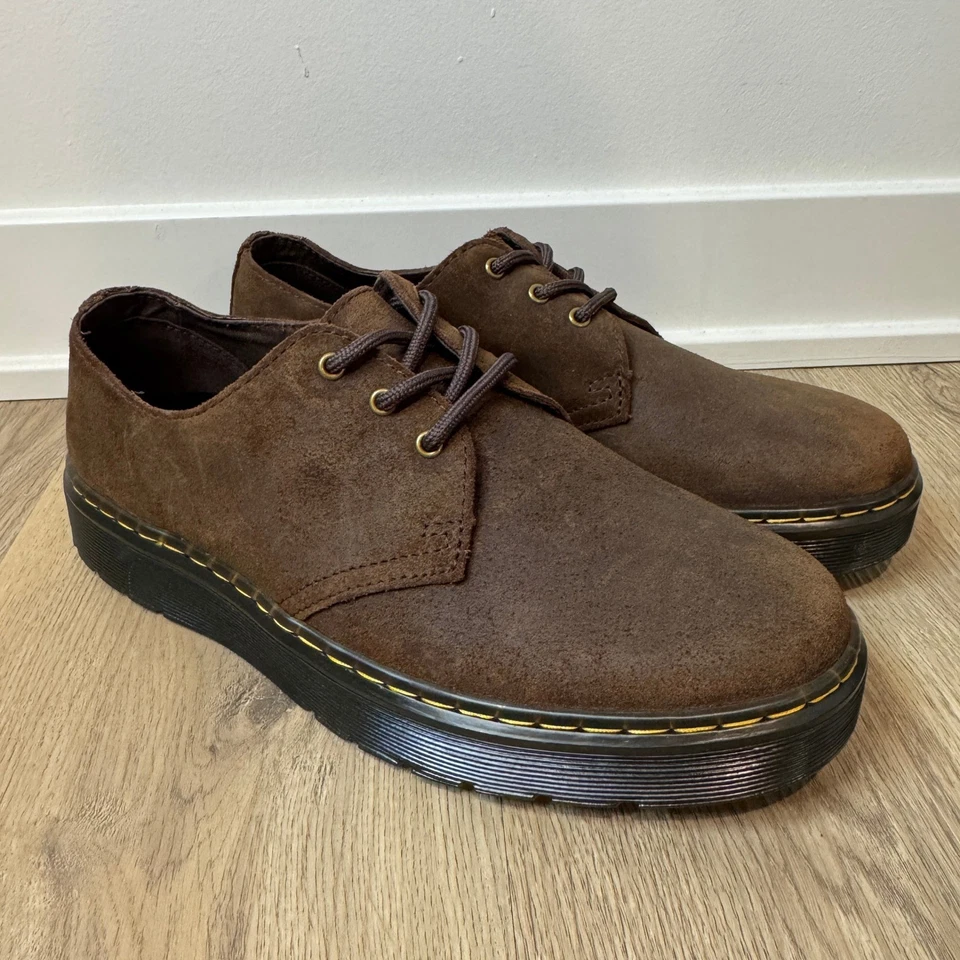 Zapatos de plataforma Oxford Dr. Martens Zavala Lo marrón gamuza cuero para mujer 9 NUEVO Foto 1 de 4