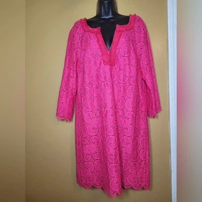 Trina Turk Jubilee Pink Lace Floral Shift Dress sz 12 TD161018 - Image 1 of 4