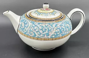 Tetera pequeña vintage turquesa florentina madera de cuña - Imagen 1 de 8