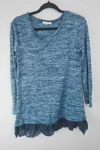 Rebellion Tunika Top Small Blau Space Dye Spitzensaum Langarm Boho Freizeit - Bild 1 von 10