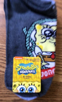 NEW Sponge Bob Squarepants NoShow Socks 5pk ShoeSz 4-10 Nickelodeon Girls Boys - Image 1 of 4