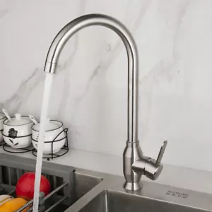 Grifo mezclador fregadero giratorio 360° de níquel cepillado de cocina grifo de orificio de una sola manija - Imagen 1 de 11
