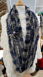 Purples and Blues - Gentle Hues - A Beautiful Rex Rabbit Fur Infinity Scarf - Picture 1 of 7