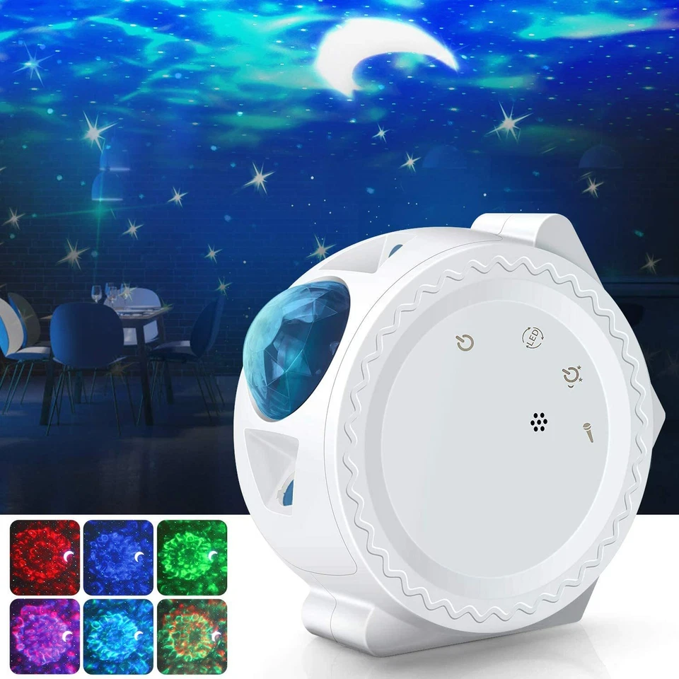 LED Starlight Projector | Star Moon | 6 Colors | Ocean Wave Nebula Night Light - Image 1 of 4