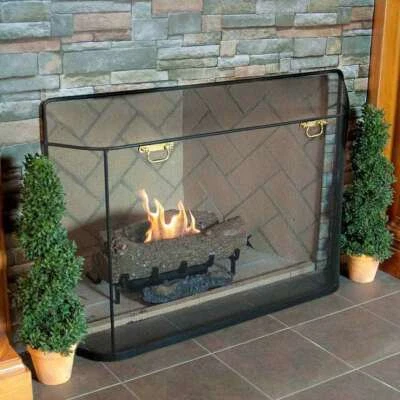 Pilgrim Matte Black Traditional Spark Guard - 44'' W x 30'' H - Image 1 of 4