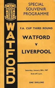 WATFORD V LIVERPOOL ~ FA CUP 3. RUNDE ~ 28. JANUAR 1967 ~ FUSSBALLPROGRAMM - Bild 1 von 1