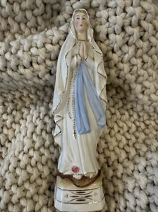 Vintage Porcelain Virgin Mary Our Lady of Lourdes Chapel Altar Figurine Statue - Picture 1 of 24