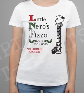 Ladies T-Shirt Little Nero's Pizza Home Alone Movie Retro Funny 90s Party I love - Picture 1 of 2