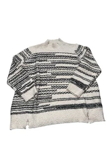 Susan Graver Women Sweater 3X Mock Neck Heavy Knit Fisherman Cotton Blend - Picture 1 of 8