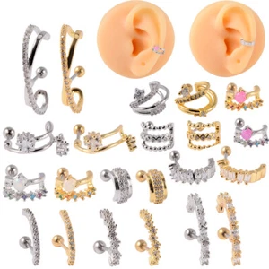 2PCS Piercing Ear Cuff Studs Earrings Hoop Tragus Helix Cartilage Labret Monroe - Picture 1 of 35