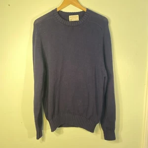 Lord Jeff Blue Knit Pullover Sweater Made USA 100% Fine Cotton Large Vintage - Picture 1 of 9